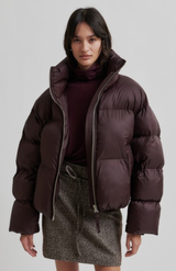 Second Female Chocolate Plum Riya Puffer Jacket