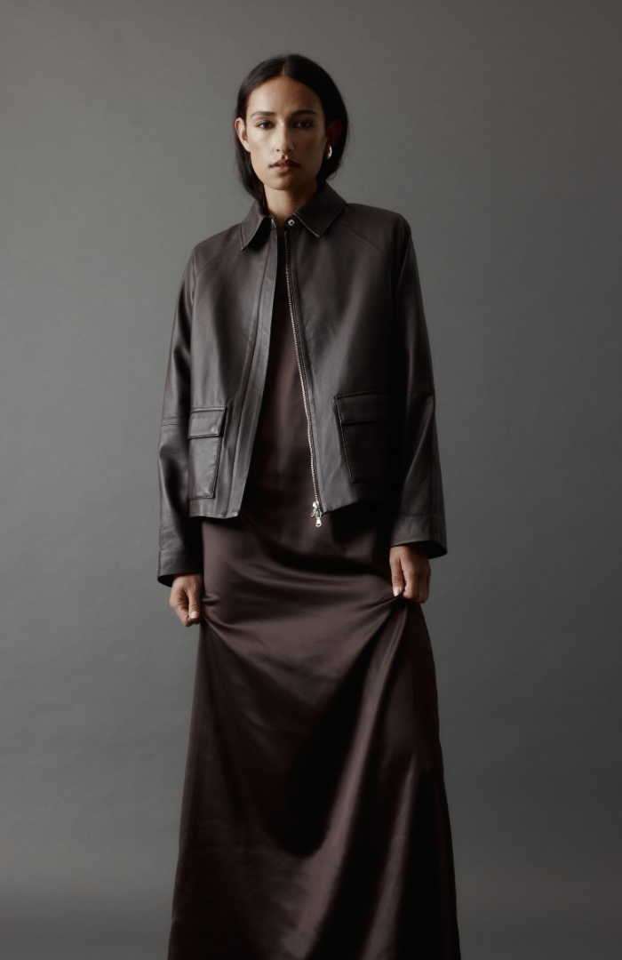 Rebe Balsamic Mo Leather Jacket