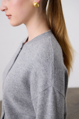 Laing Grey Marle Boxy Crew Neck Cardigan