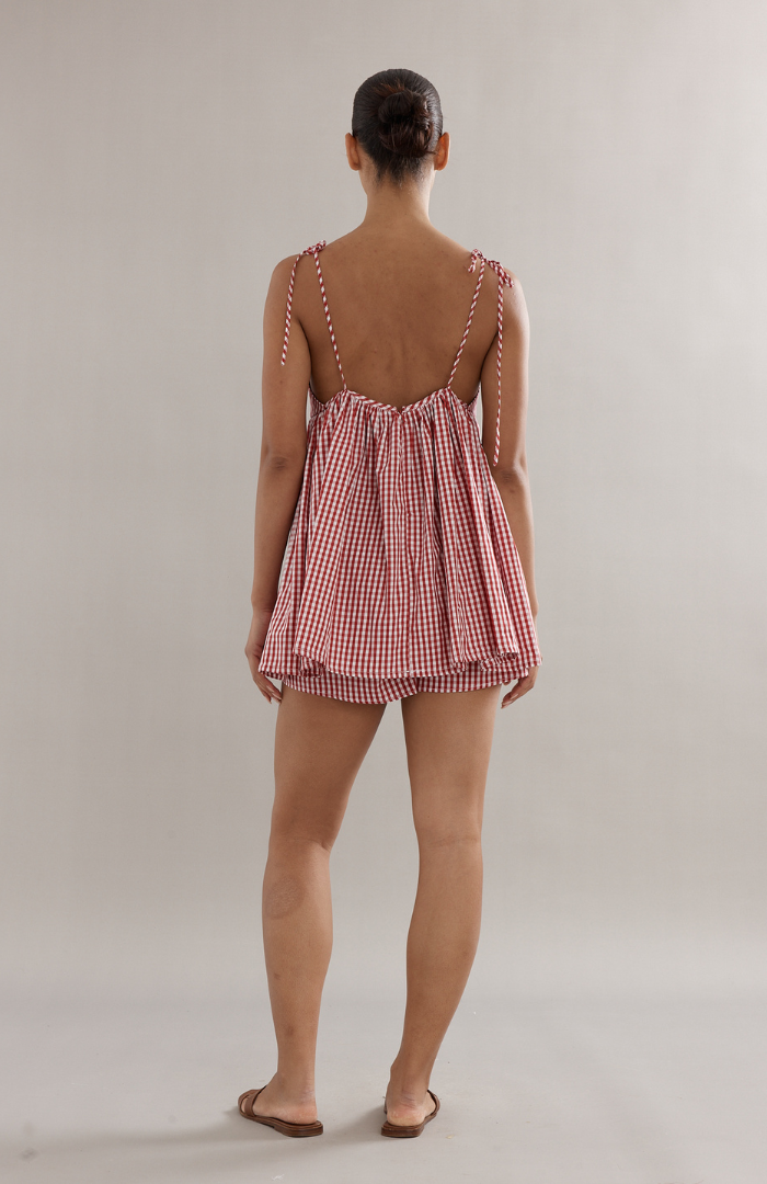 Caitlin Crisp Red Gingham Esther Top