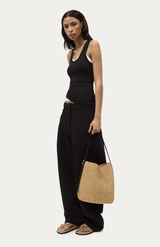 Deadly Ponies Natural Raffia + Black Rush Tote