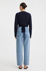Morrison Navy Michah Knit Wrap Top