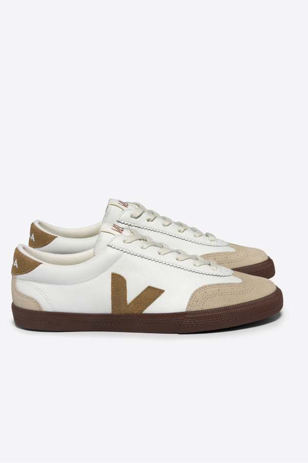 VEJA White Bark Leather Volley Sneaker