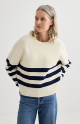Laing Ivory + Midnight Oversized Stripe Crew