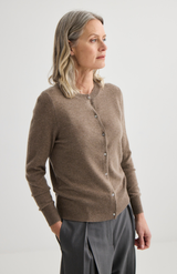 Laing Cocoa Marle  Cashmere Crewneck Cardigan
