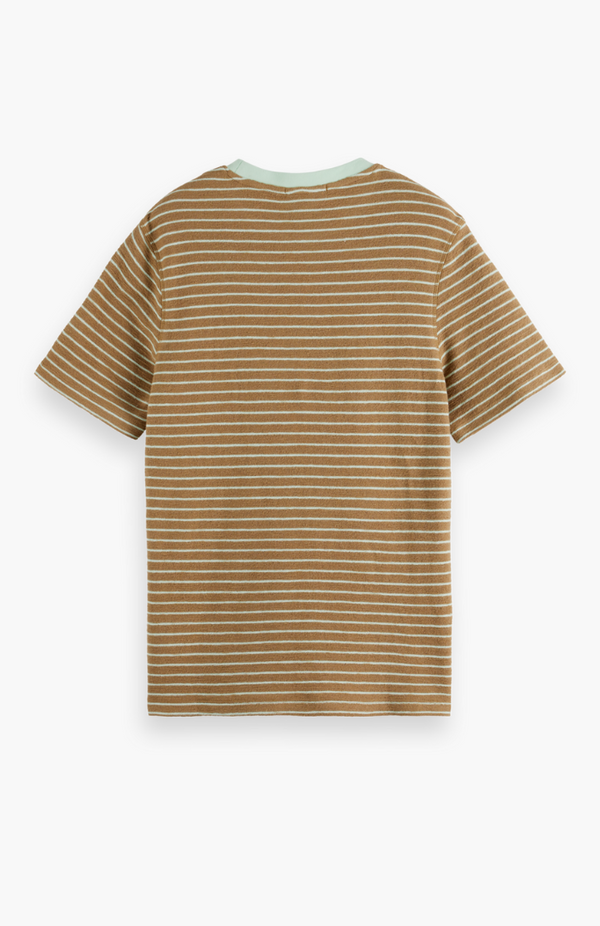 Scotch & Soda Taupe + Sea Foam Structured Striped T-Shirt