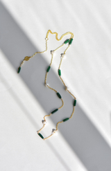 Charlotte Penman 14K Rolled Gold Severine Necklace + Aventurine + Pearl + Gold