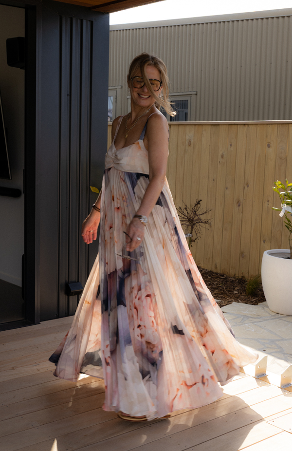 Juliette Hogan Bloom Crepe Isabella Pleat Dress