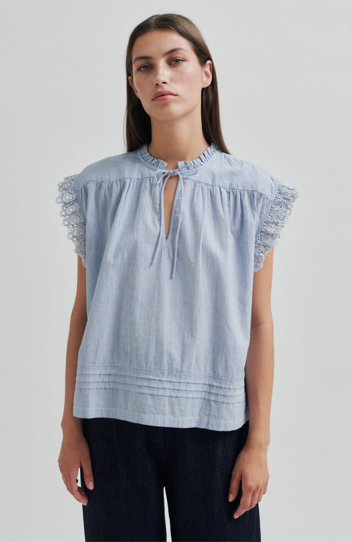 Second Female Light Blue Stripe Laure Top