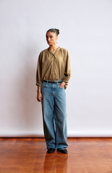 Mahsa Cotton Voile Kelp Everyday blouse