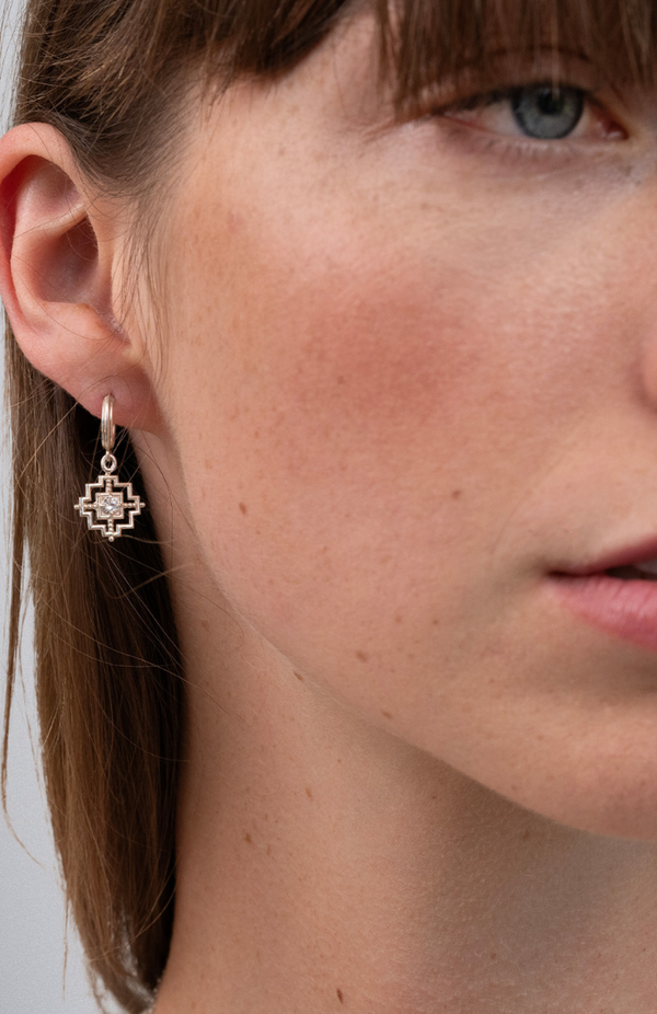 Zoe & Morgan Sterling Silver with White Zircon Centered Earrings
