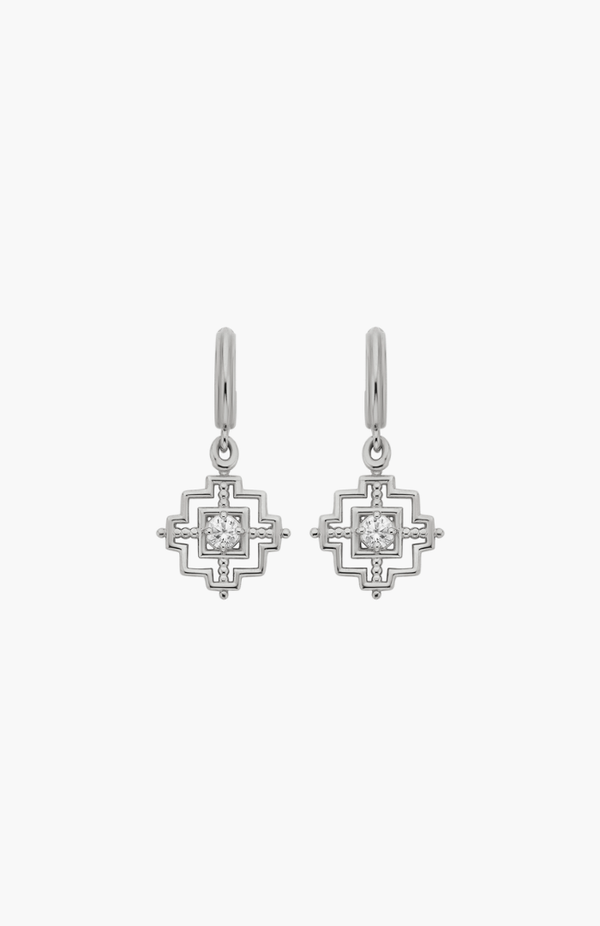 Zoe & Morgan Sterling Silver with White Zircon Centered Earrings