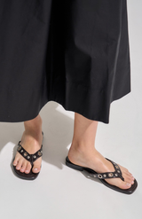 Brie Leon Burnt Coffee Eyelet Sandal