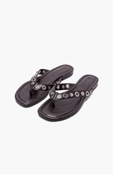 Brie Leon Burnt Coffee Eyelet Sandal