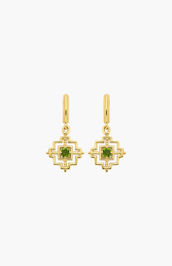 Zoe & Morgan 22K Gold Plate with Chrome Diopside Centered Earrings