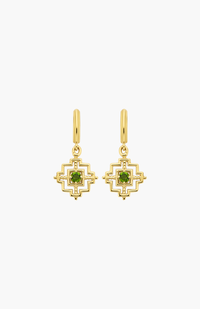 Zoe & Morgan 22K Gold Plate with Chrome Diopside Centered Earrings