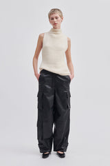 Second Female Black Letho Leather Cargo Trousers