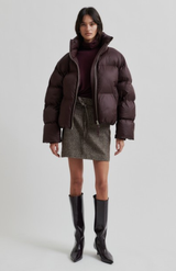 Second Female Chocolate Plum Riya Puffer Jacket