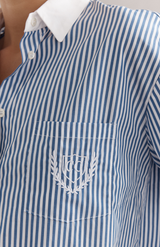 Caitlin Crisp Demin Stripe Varsity Shirt