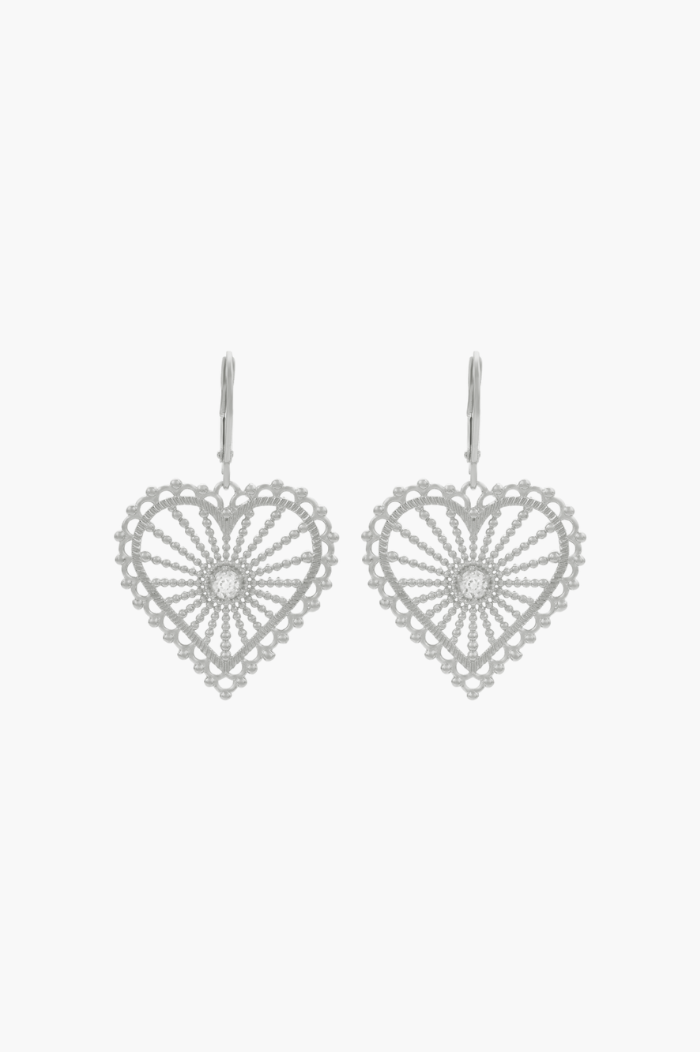 Zoe & Morgan Sterling Silver with White Zircon Amor Earrings