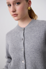 Laing Grey Marle Boxy Crew Neck Cardigan