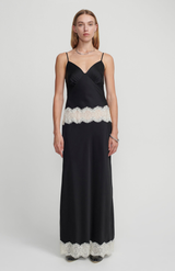 Hansen & Gretel Black + Cream Winslet Slip Dress