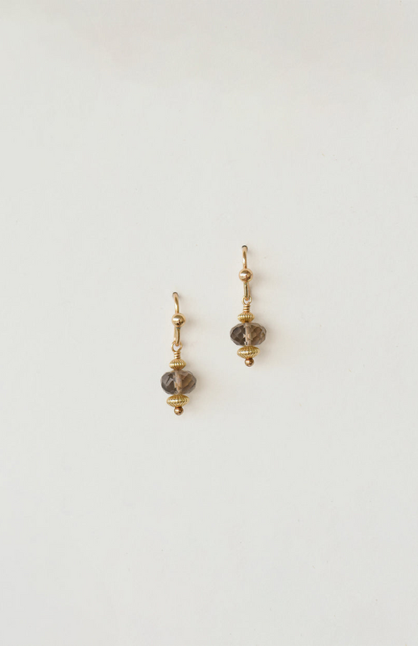 Charlotte Penman Gold Smokey Quartz Amira Earrings