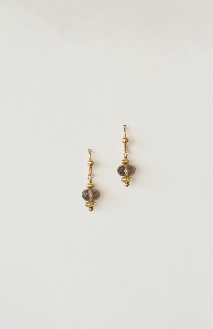 Charlotte Penman Gold Smokey Quartz Amira Earrings