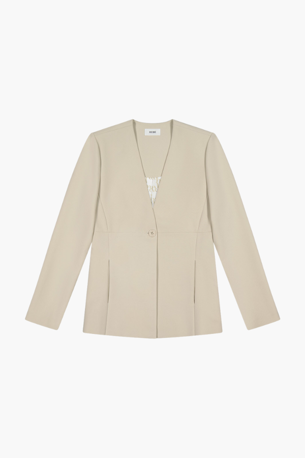 REBE Sand Collarless Blazer