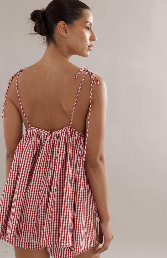 Caitlin Crisp Red Gingham Esther Top