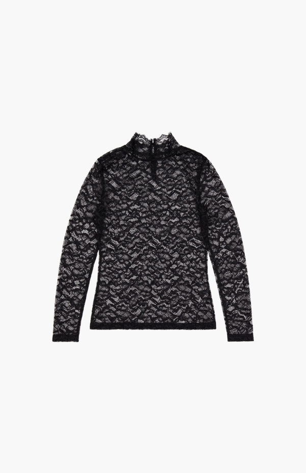 Rebe Black Lace Turtle Neck Top