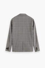 Scotch & Soda Black Ecru Check Cotton Blend Seersucker Blazer