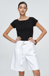 Marle Blanc Belted Jean Short