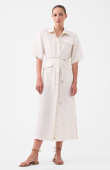 Morrison Ecru Avaline Linen Shirt Dress