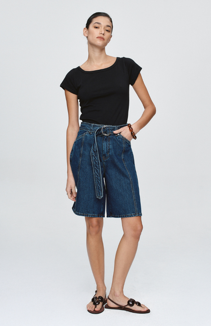 Marle Classic Blue Belted Jean Short