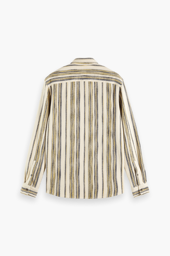 Scotch & Soda Yellow Blue Stripe Basket Weave Gradient Shirt