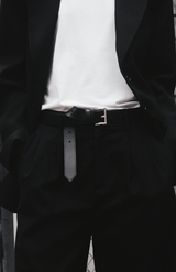 Rebe Black Square Buckle Belt