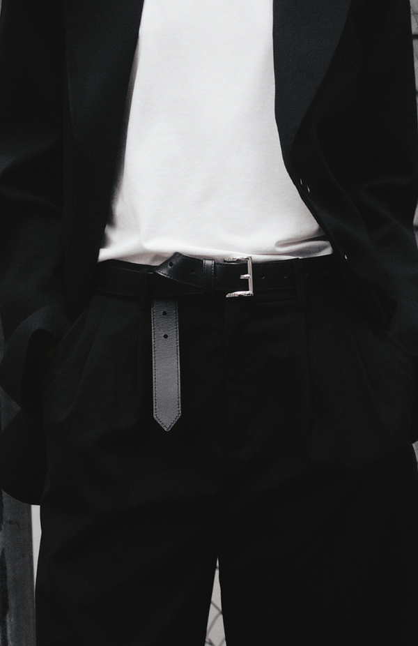 Rebe Black Square Buckle Belt