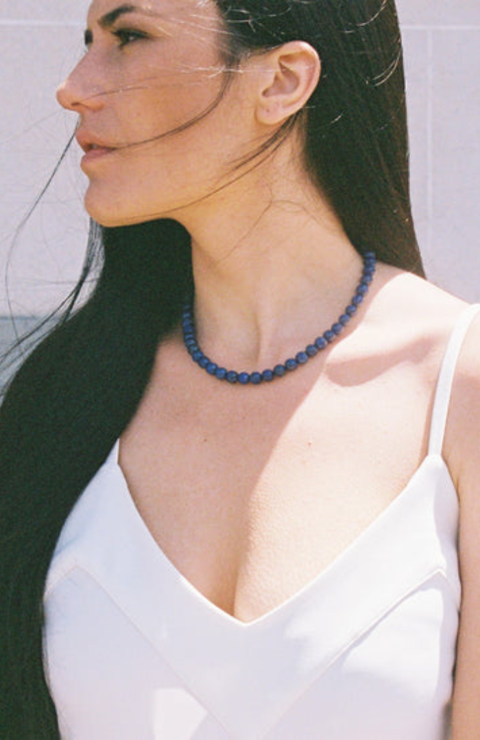 Charlotte Penman Lapis Lazuli + Garnet Gold Necklace