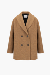 Harris Wharf Teddy Brown Boucle Shawl DB Coat