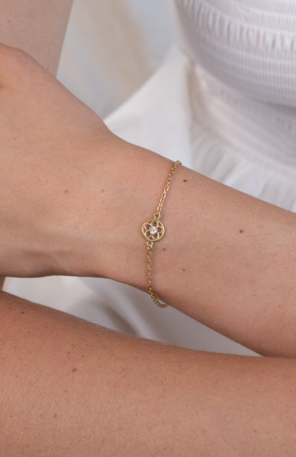 Zoe & Morgan 22k Gold Plate with White Zircon Manuka Bracelet