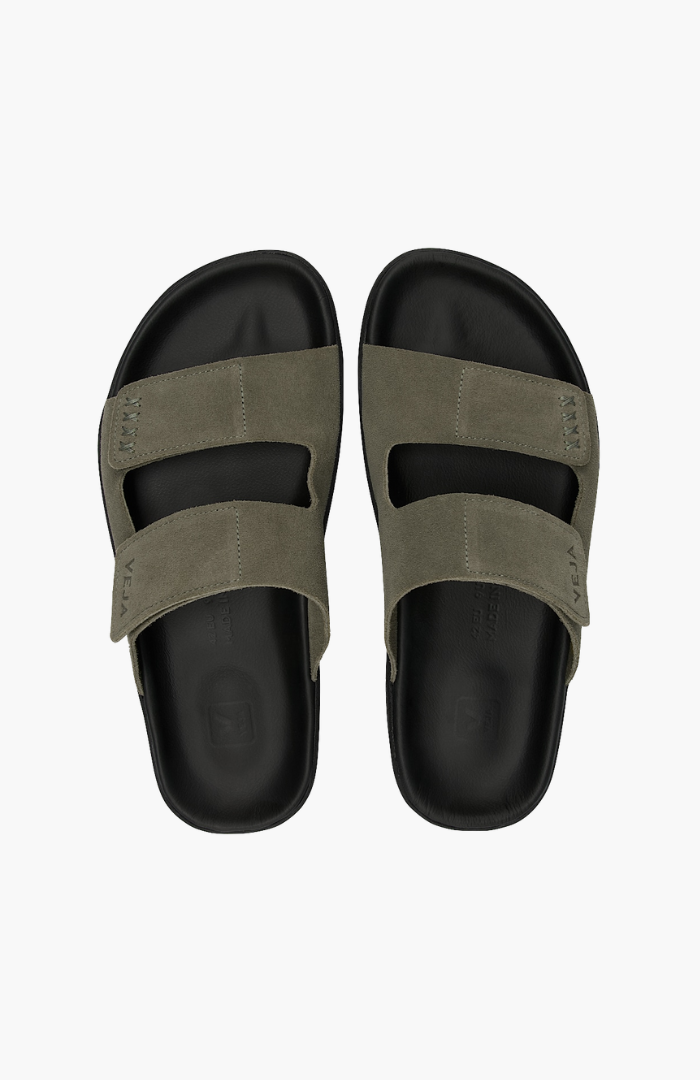 Veja Kaki + Black Suede Etna Sandal