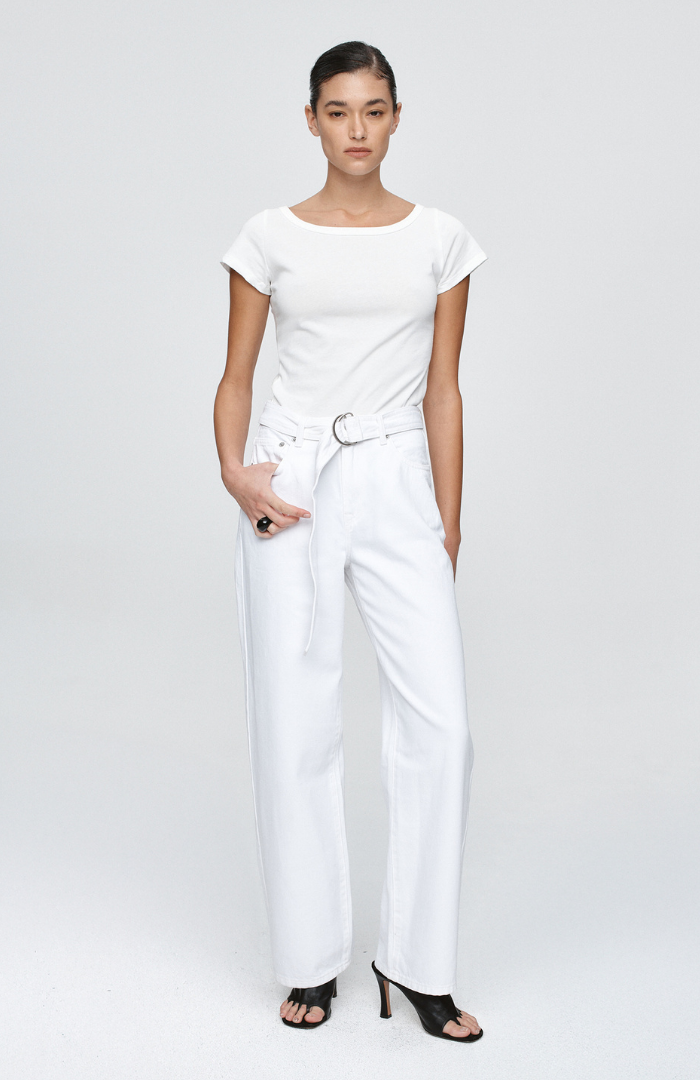 Marle Blanc Belted Wide Leg Jean