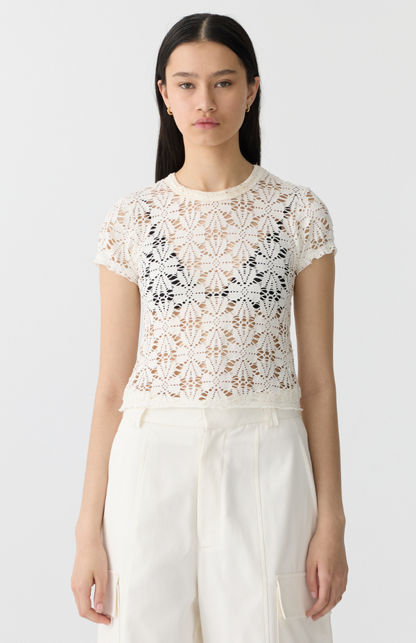 Bassike White Stretch Lace Baby T-Shirt