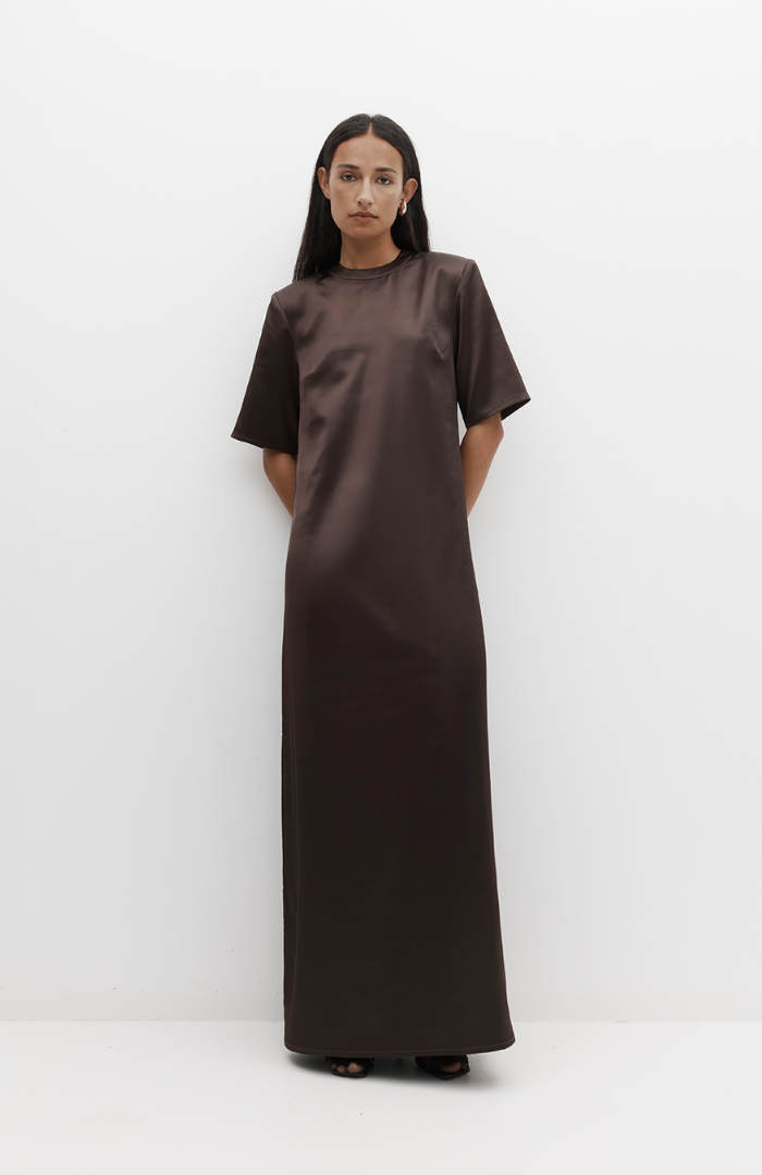 Rebe Balsamic Satin Tee Dress
