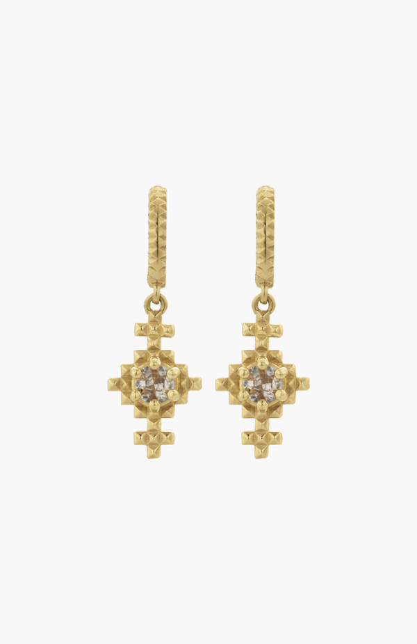 Zoe & Morgan 22K Gold Plate With Peach Zircon Indie Earrings