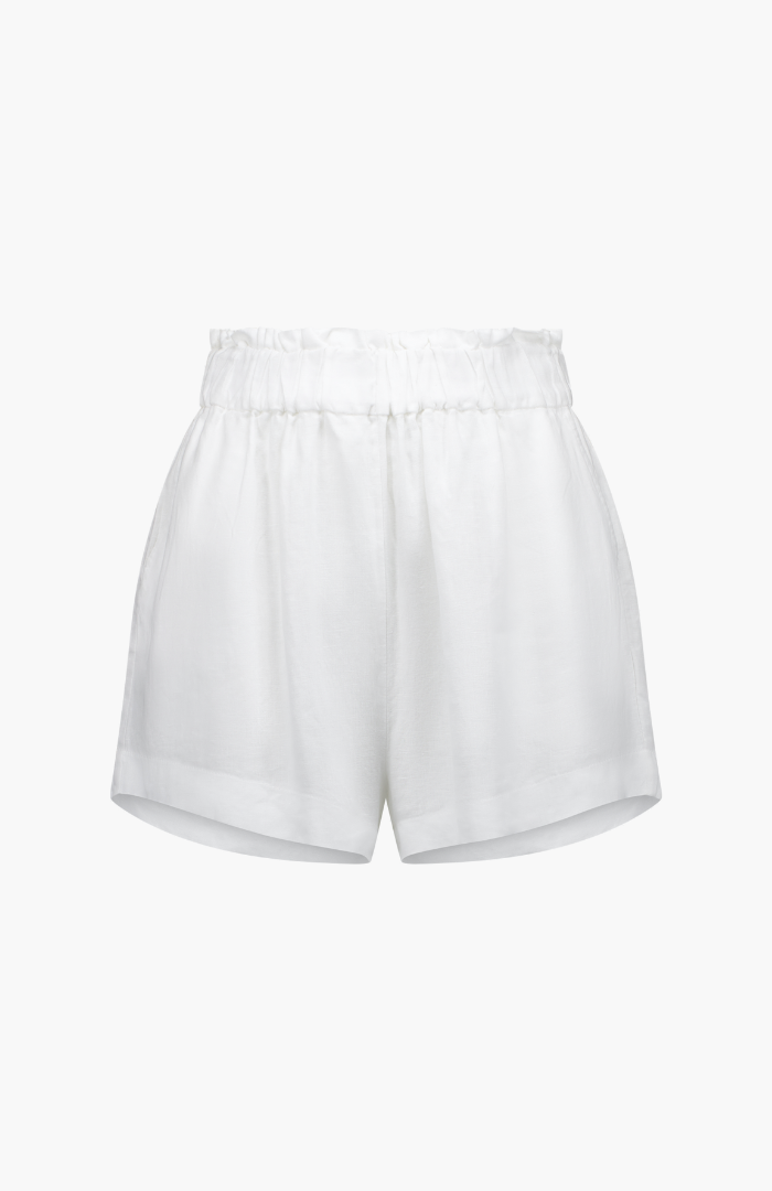 Caitlin Crisp White Linen Sunday Shorts