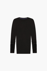 REBE Black Ruched Long Sleeve Tee