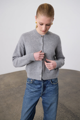 Laing Grey Marle Boxy Crew Neck Cardigan