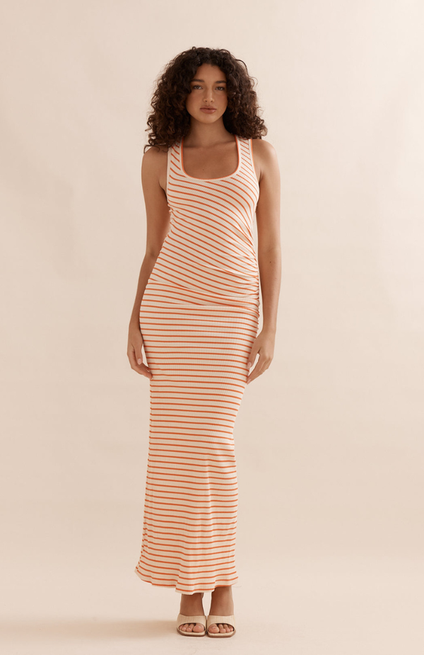 Caitlin Crisp Coral Stripe Pitstop Dress